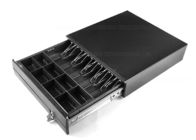 Black Locking USB Cash Drawer / Metal Cash Box With Lock 5 Bill Compartments 410E